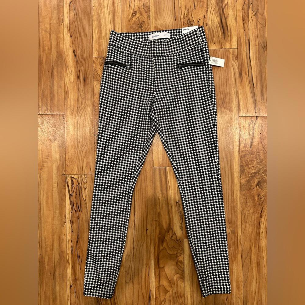 Old Navy Stevie Houndstooth Pants White And Black Stretch Size S